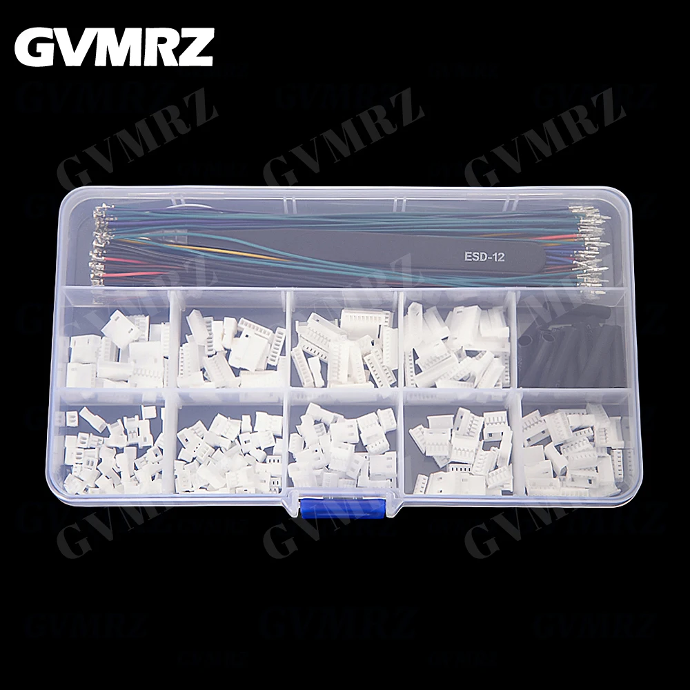 MX1.25MM Connector Sample Kit Male & Female Shells 2P/3P/4P/5P/6P/7P/8P/9P/10P, Terminal Wires, Tweezers, Heat - Shrink Tubing