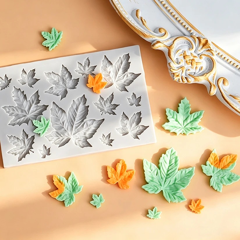 Maple Rose Leaves Silicone Sugarcraft Mold Resin Tools Cupcake Baking Mould Fondant Cake Decorating Tools