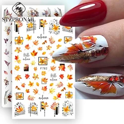 3d maple leaf nail art adesivo ouro outono linha adesivo slider design polido decalque diy manicure decoração acessórios dicas