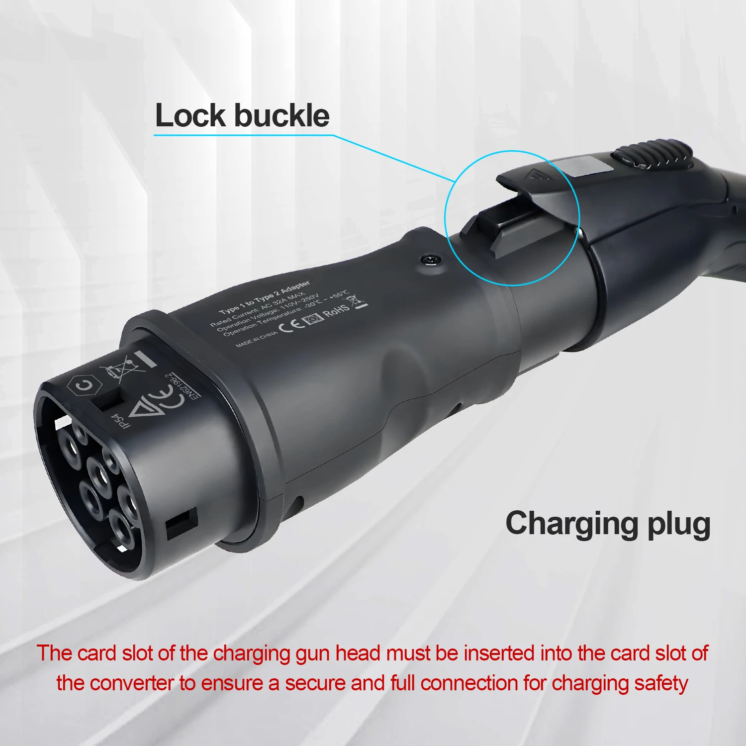 Kolanky 32 A Typ 1 auf Typ 2 EV-Ladegerät-Adapter für IEC 62169 Typ 2 Stecker, EU-Standard-Elektrofahrzeug-Hybridautos