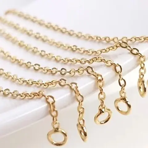 14K Gold Wrapped Handcrafted Double Loop Tail Chain Extension DIY Accessory Tassel Bracelet Necklace Ear Jewelry B833