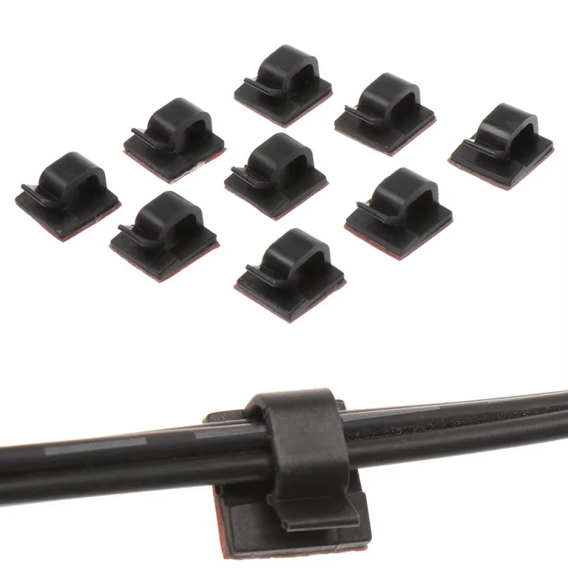 100/50/10PCS Cable Organizer Self-adhesive Fixed Non-marking Wire Fixer Punch-free Desktop Car Office Wall Organizer Wire Clip