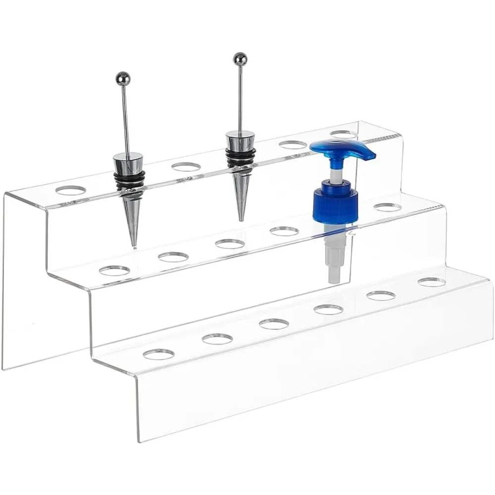 

3-уровневая пробка для винных бутылок с 18 отверстиями, 4,84x11,89x5,71 дюйма, прозрачная акриловая пробка для винных бутылок, дисплей, внутренняя лестница 1,9 см