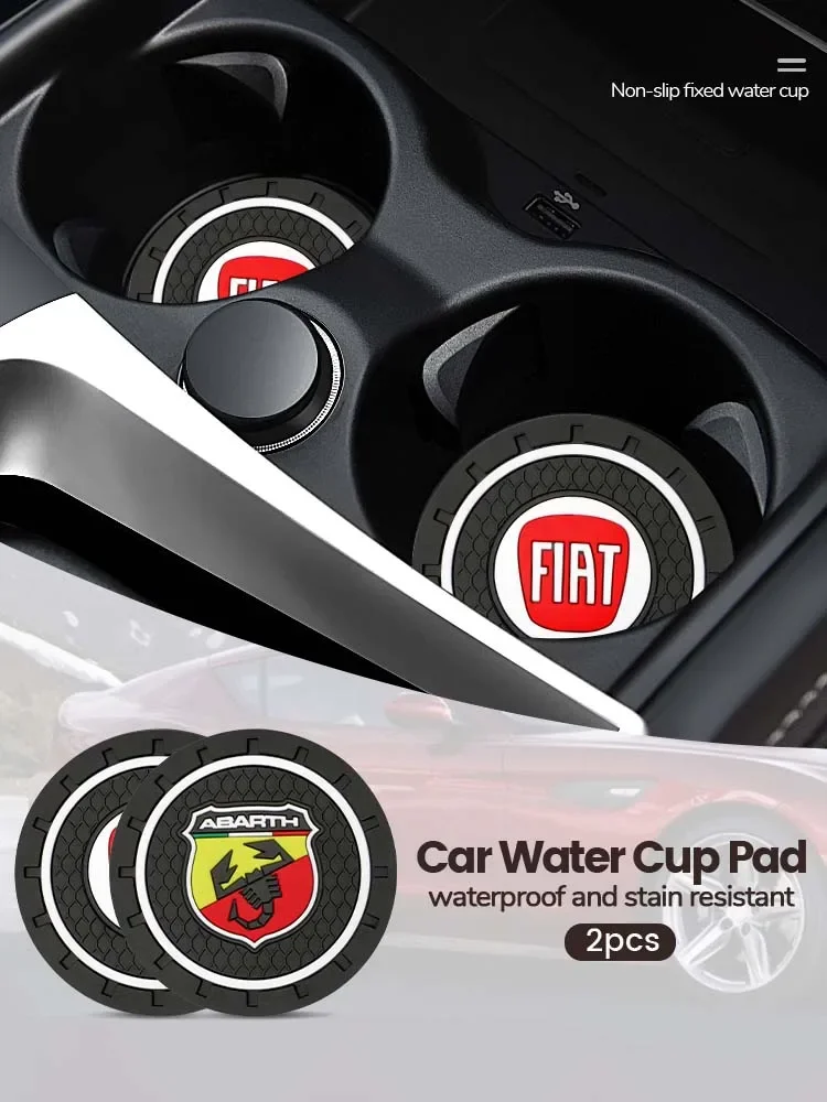 1/2 pièces voiture anti-dérapant tapis dessous de verre Silicone porte-gobelet d'eau tapis pour Fiat Punto 500 Abarth Tipo Panda Ducato Freemont Doblo 500x