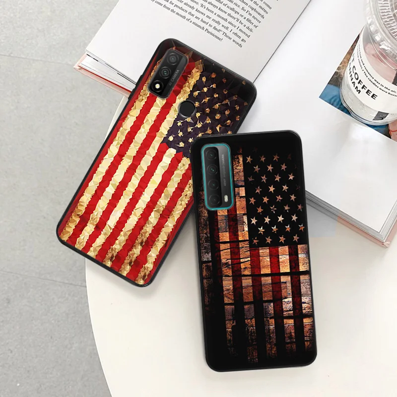 Soft Silicone Phone Case For Huawei P30 Pro P20 P40 Lite P Smart Z Moto G31 G30 G200 One Fusion United States Flag Protect Cover