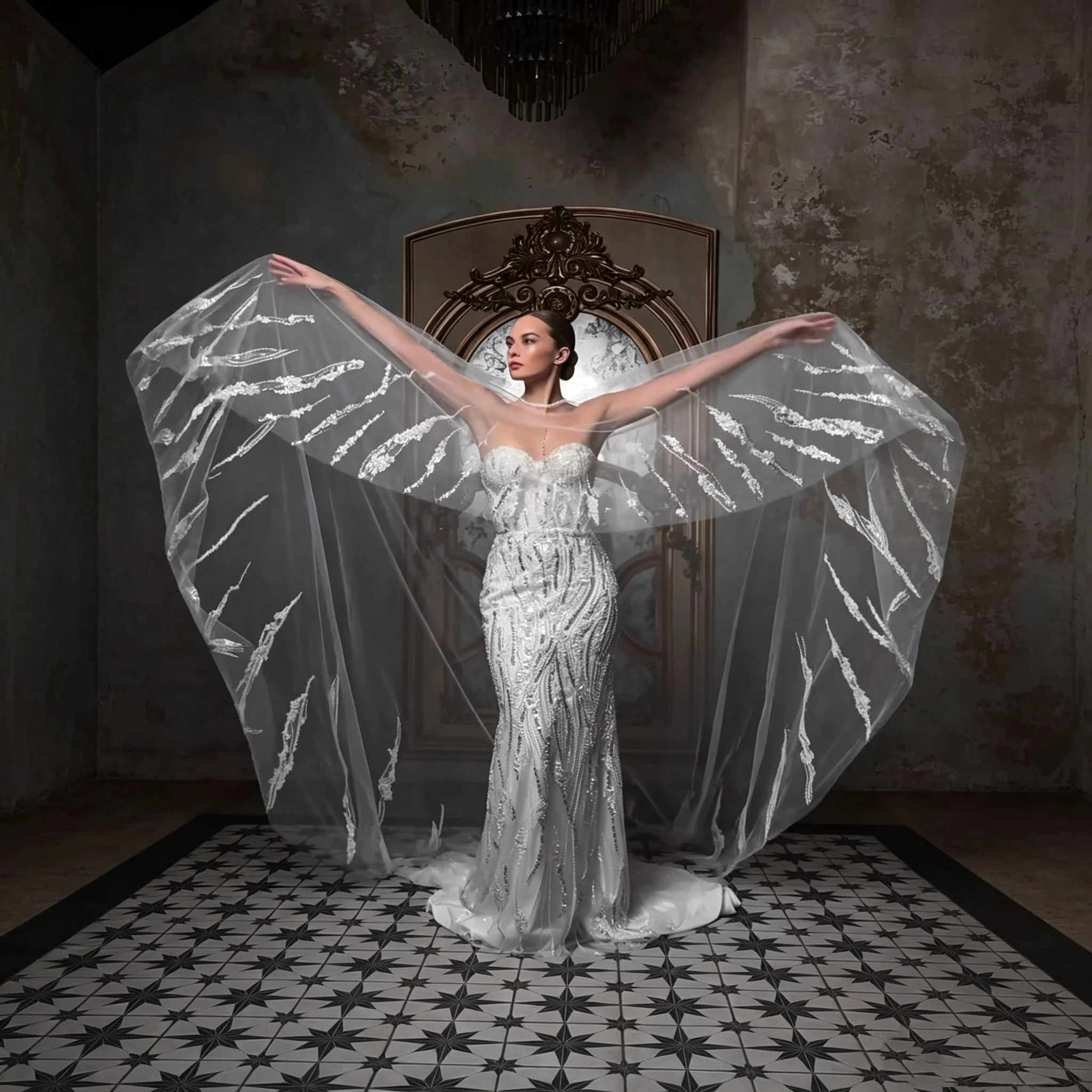 Customized Luxury Mermaid Wedding Dress Sheer Capelet Sweetheart Vestidos De Novia Sparkling Beaded Court Style Bridal Dress