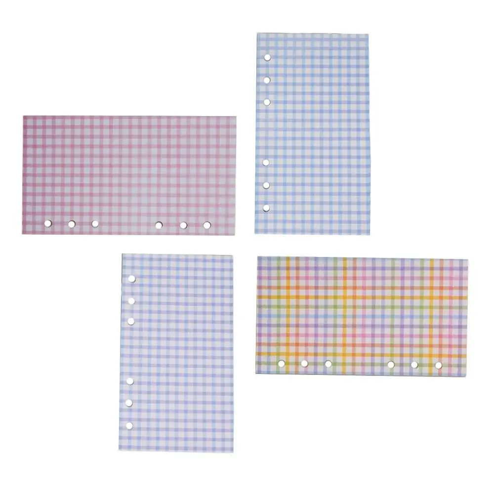 40Sheets A6 Inside Loose Leaf Refill Paper Colourful Line Grid Plaid Inner Refill Spiral Binder Paper Notebook Separator Paper