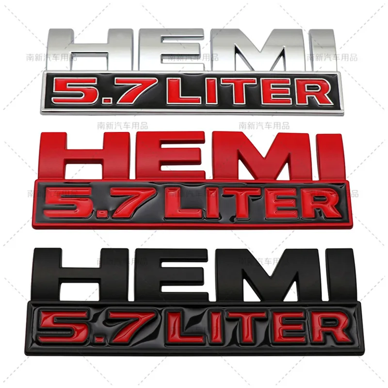 Metal Hemi 5.7 Liter Logo Badge Emblem Rear Trunk Decal Car Stickers For Dodge Charger Dart Durango Caliber Journey Accessories