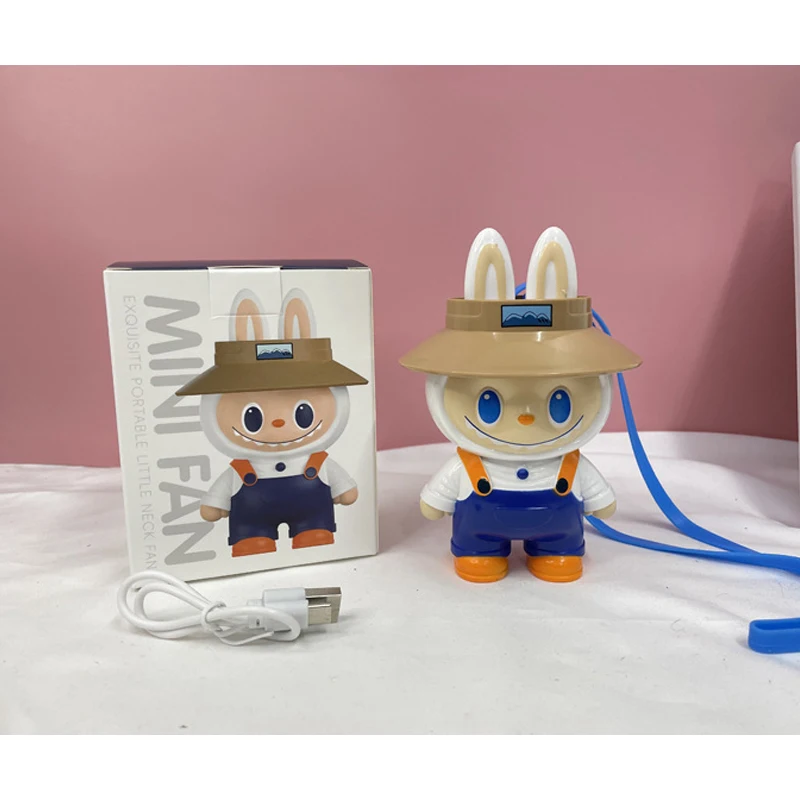 

New Diy Cartoon Labubu Neck Halter Fan Labubu Cute Mini Portable Usb Charging Bladeless Handheld Small Fan Holiday Gift Toys