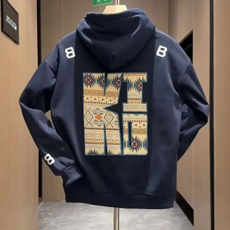 High street Retro Geometrie brief borduren hoodie mannen hiphop losse grafische sweatshirt harajuku casual vrouwen kpop Y2K kleding