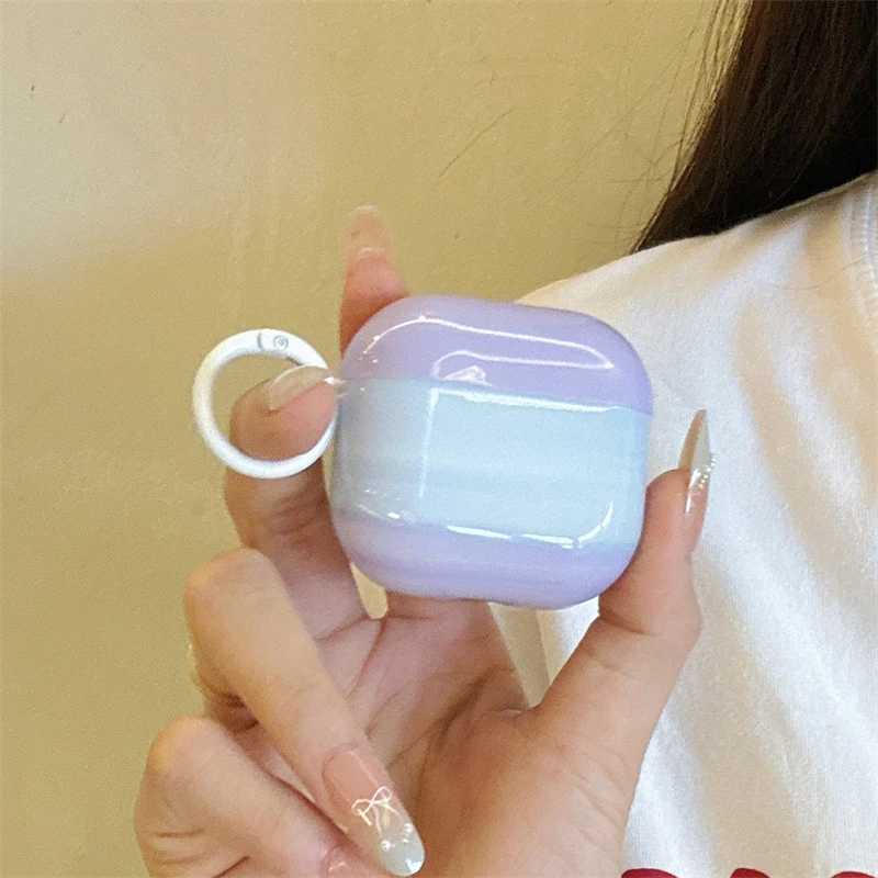 Korean Cute Purple Blue Gradient Glossy Cover Case For AirPods 4 1 2 3 Pro For AirPods Pro 3 Pro 2 Shockproof Protective Case - view 4