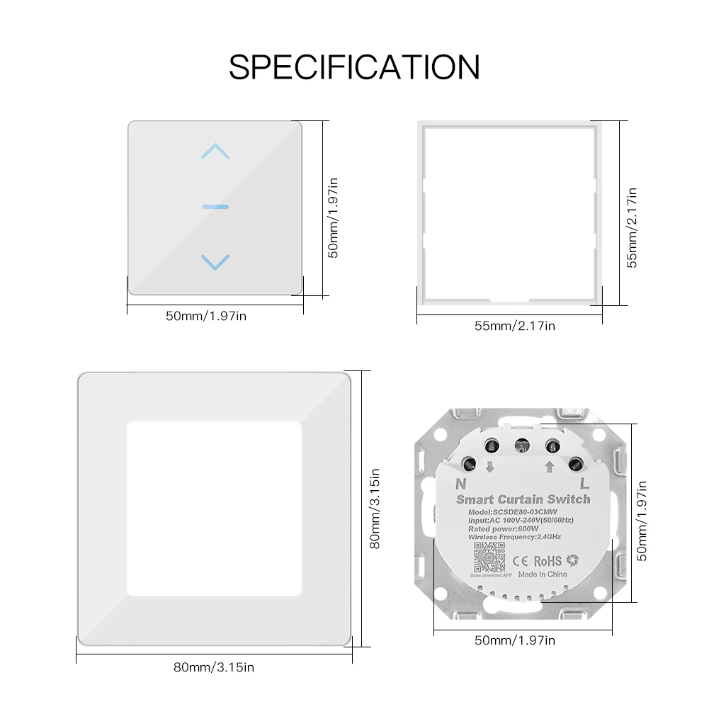 New WiFi Smart Curtain Switch Touch Design for Motorized Curtains and Roller Blinds work with Tuya Smart Life App Alexa Google