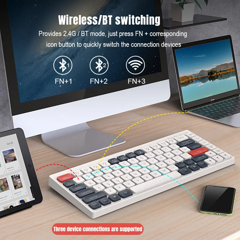 2.4G Bluetooth Dual-Mode Charging Power Display Silent Wireless Keyboard Mouse Set for Mobile phones tablets offices