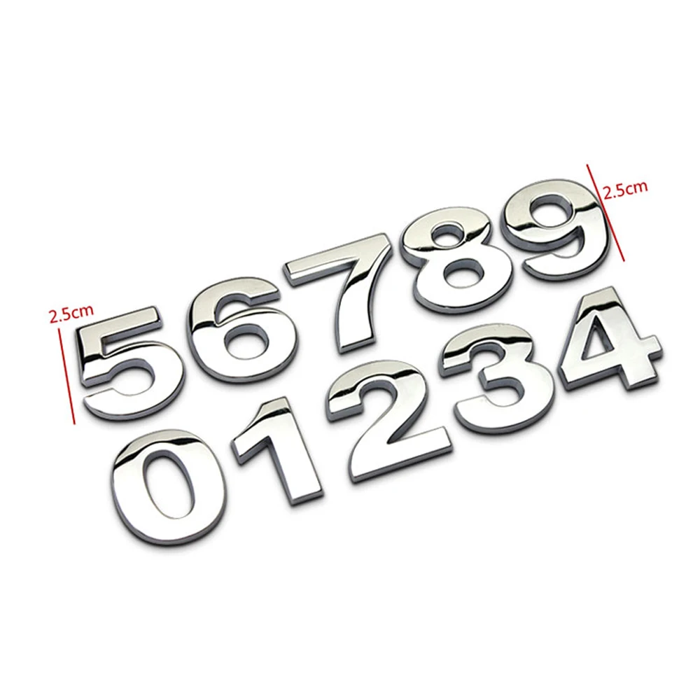 3D Metal Alphabet Silver Badge Chrome Silver Letters Numbers Logo Car Stickers Automobiles Car Stickers Decoration Accessories