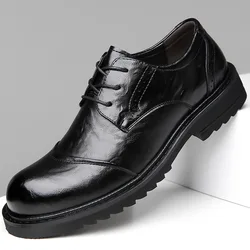 Brand Mens Formal Shoes Genuine Leather Coiffeur Brown Dress Designer Shoes Men Office Elegant Shoes Men Classic Sapato Oxford