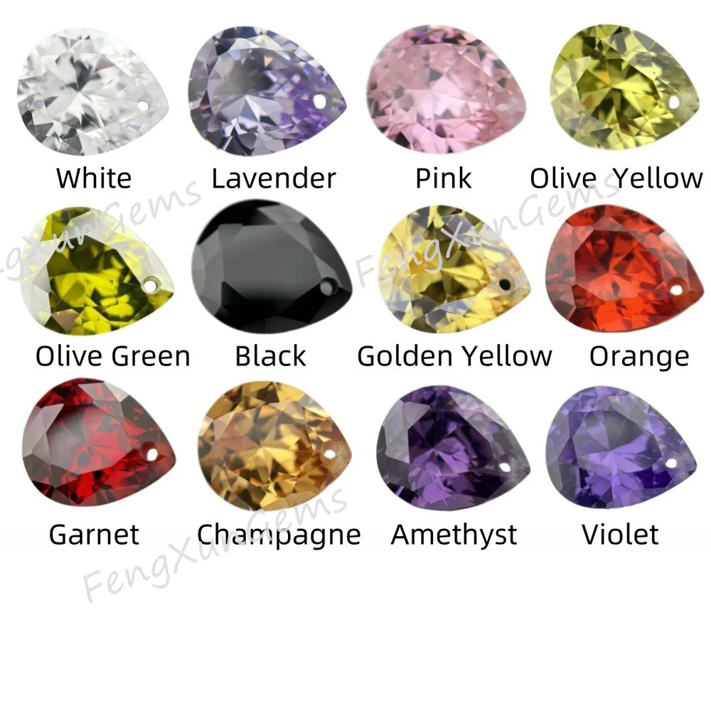 Multicolour Pear Single Hole Beads Cubic Zirconia Stones AAAAA Loose Cubic Zirconia Stone Jewelry Make