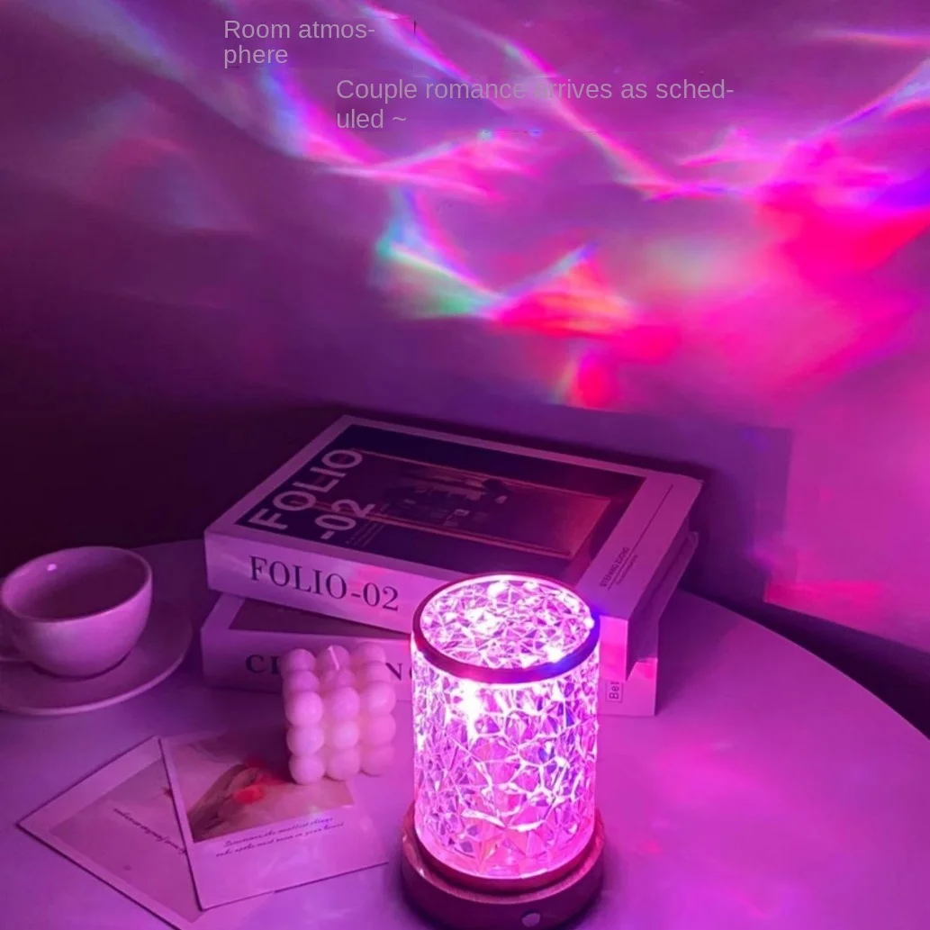 Lampu meja pengisi daya Ripple, lampu tidur, lampu suasana tidur di samping tempat tidur kamar tidur, lampu suasana romantis untuk pasangan