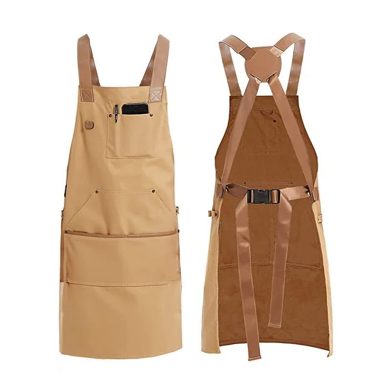 Barista Apron Kitchen Chef Baking Catering Fashion Beauty Canvas Suspenders Sculpture Artist Work Clothes Denim Men Custom Logo