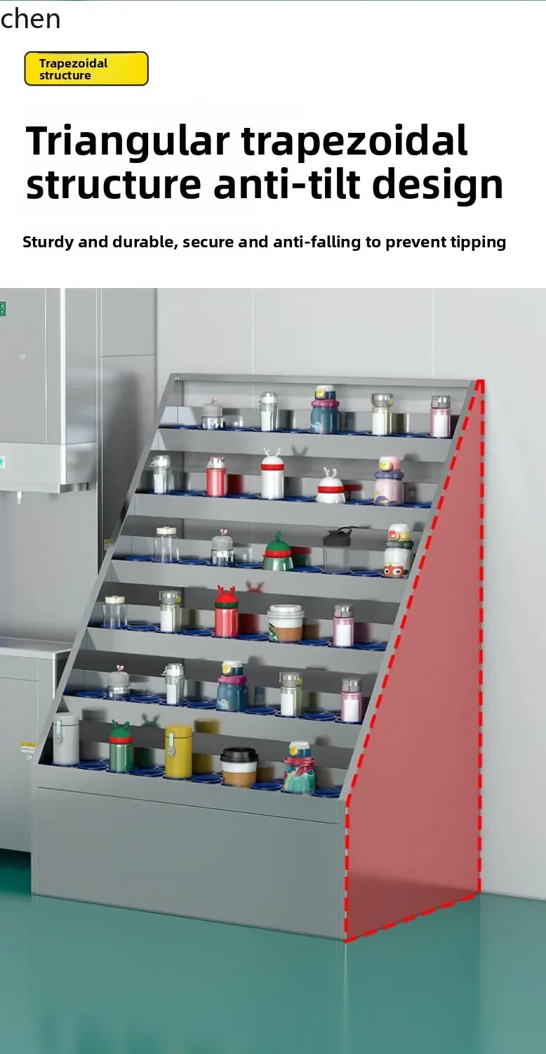 DSAStainless Steel Water Cup Holder Employee Workshop Tea Cup Storage Rack Stainless Steel