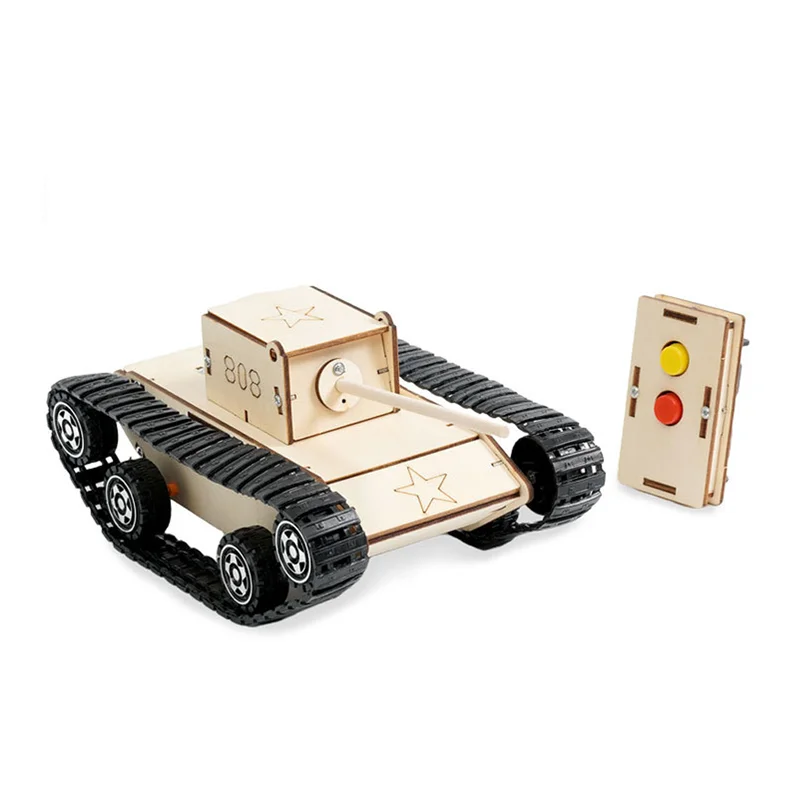 Remote Control Stem Educational Toy Tank Model Technology Experimental Science Wooden Steam DIY Assemble Puzzle Teaching Aids