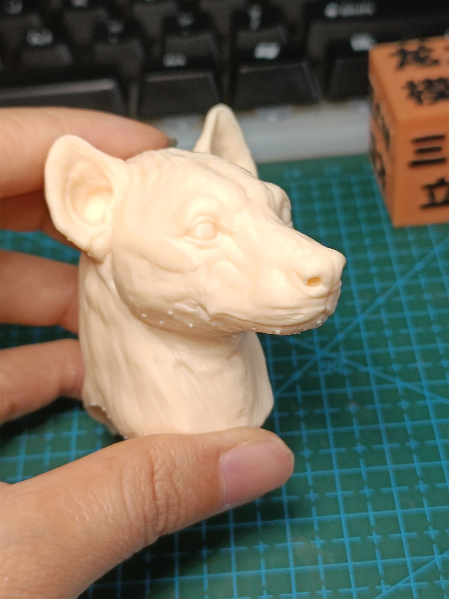 1/6 1/12 Scale Unpainted Aardwolf Hyaenidae Head Carved Model Toys DIY Animal Action Figure