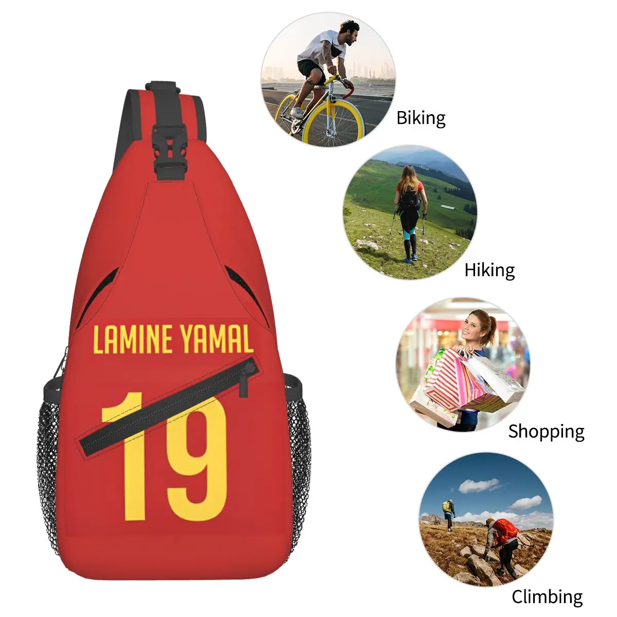 Lamine CHRISTAL-Sac à bandoulière numéro 19, petit sac de poitrine, sac à dos initié, sac à dos de jour pour la randonnée, cartable de cyclisme en plein air