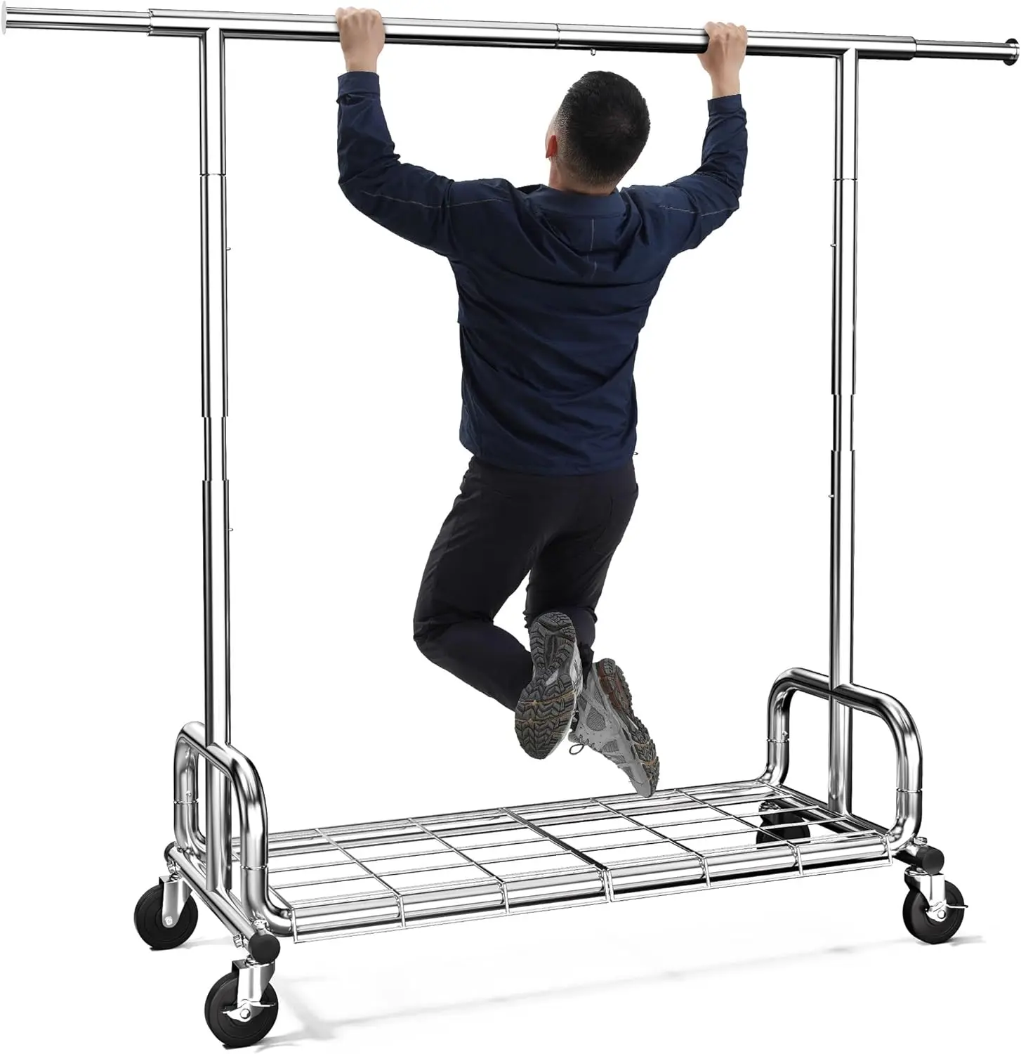 

Вешалки для одежды Прочная вешалка для одежды Регулируемая вешалка для одежды для подвешивания одежды Портативная вешалка для одежды с запираемыми колесами для B