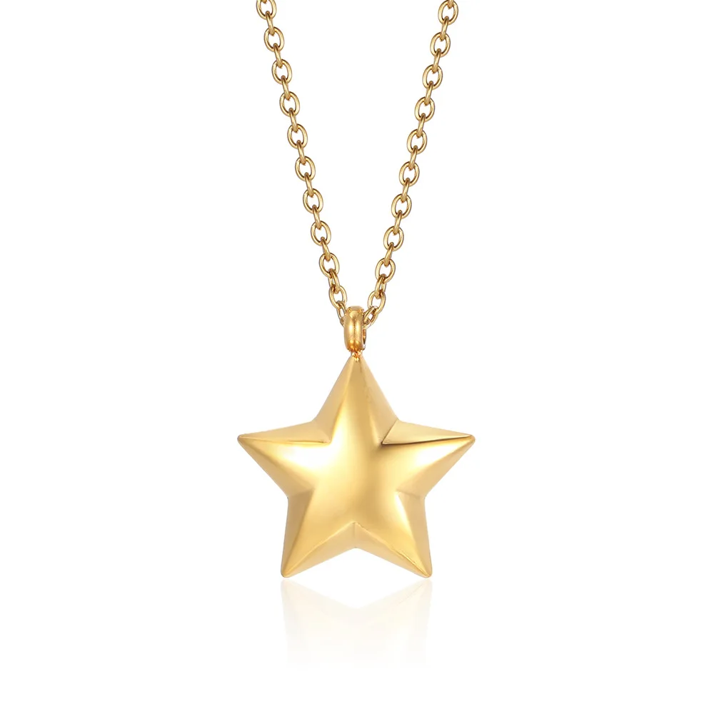 Stainless Steel Gold Plated Women Delicate Star Pendant Necklace Jewelry Gift For Him