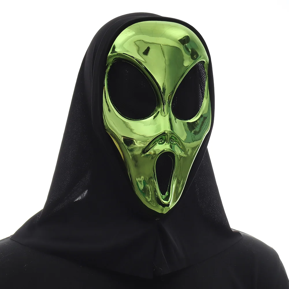 Máscara de OVNI alienígena verde, casco de plástico de monstruo alienígenas, disfraz de Halloween, Carnaval, mascarada, fiesta, accesorios de disfraz para niños y adultos
