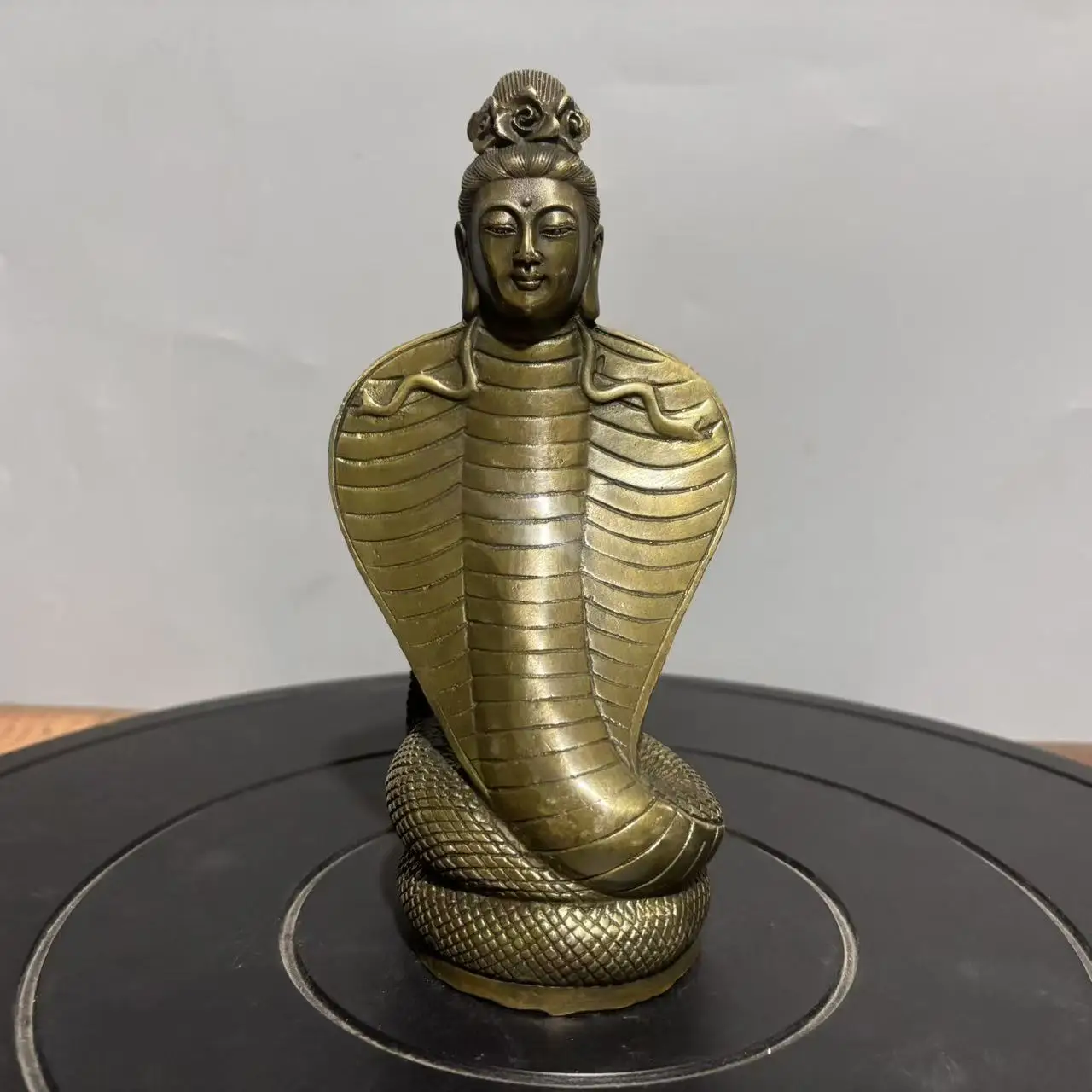 China brass archaize fairy Nuwa snake female crafts statue