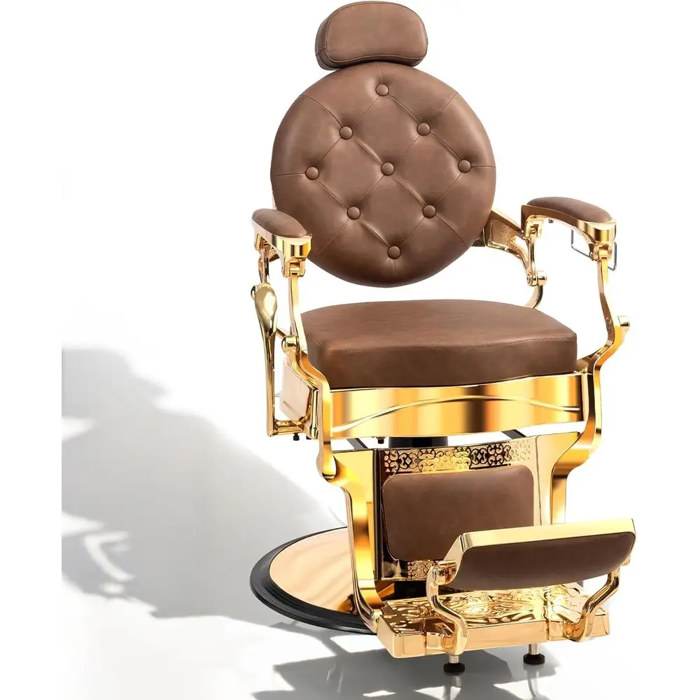 Stylish Heavy-Duty Barber Chair with Aluminum Frame, Adjustable Rest, Wide Footrest, Hydraulic Recline for Salons  Customized