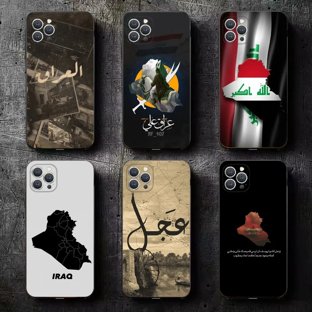 

Nation Iraq Flag Map Phone Case For iPhone 16,15,14,13,12,11,Plus,Pro Max,XS,X,XR,SE,Mini,8,7 Soft Silicone Black Cover