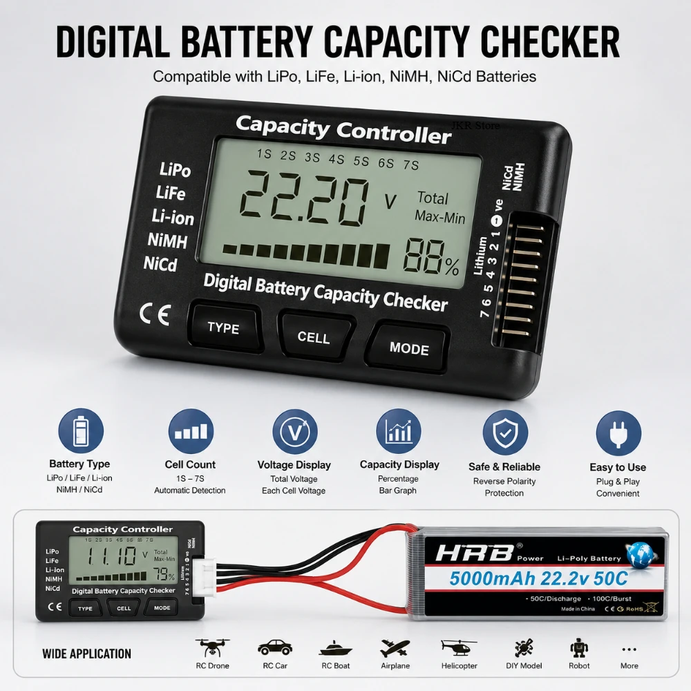 Tester Digitale Portatile di A - Drone Battery Voltage Checker recensione e prezzo