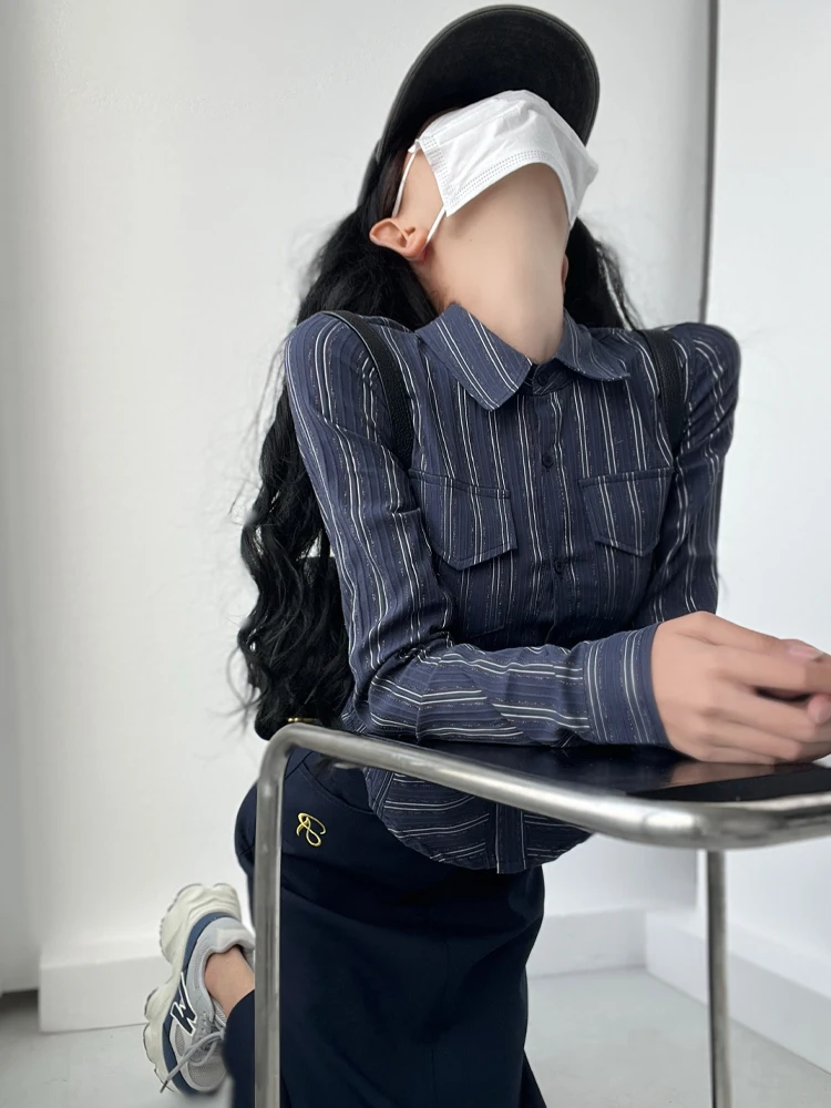 

Elastic Waist Long Sve Striped irt Women's Millennium Spicy Bot irt ort Length Fit Sle Versatile Faion