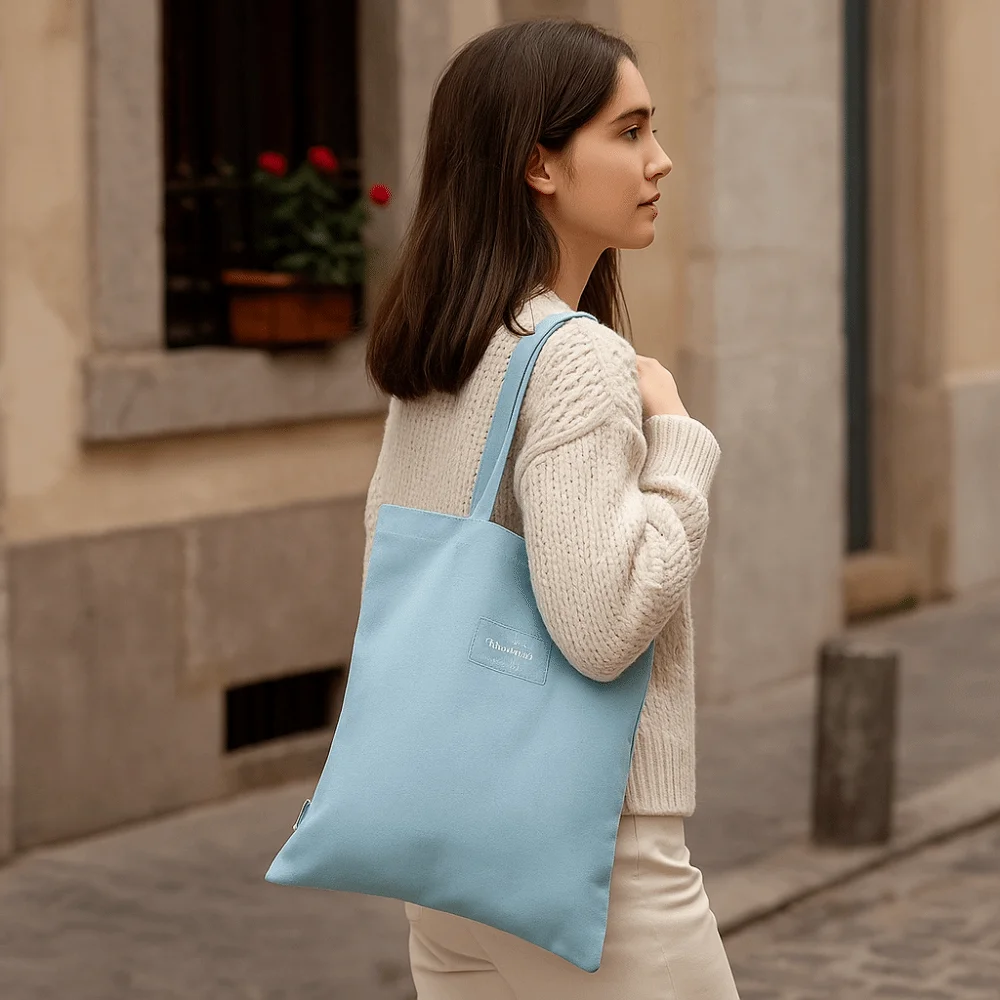 حقائب قماش قماشية متينة صديقة للبيئة، حقائب رائعة قابلة لإعادة الاستخدام على الوجهين، حقائب كتف خفيفة الوزن وقابلة للطي كاجوال