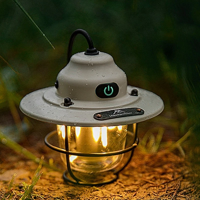 Retro Portable Camping Lantern Outdoor Vintage Camp Lamp Tent Light for Hiking Climbing Yard Dimmable Lamp