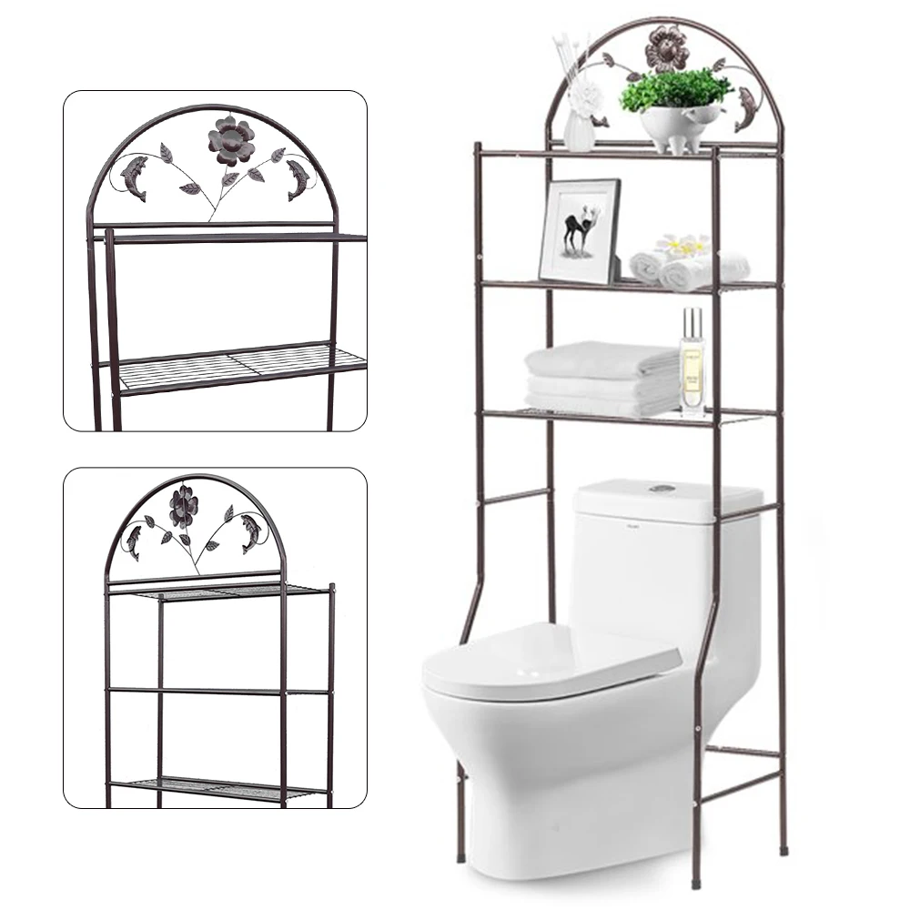 Toilet Storage Rack Metal Over-The-Toilet Storage Shelf Freestanding Storage Rack Space Saving for Bathroom