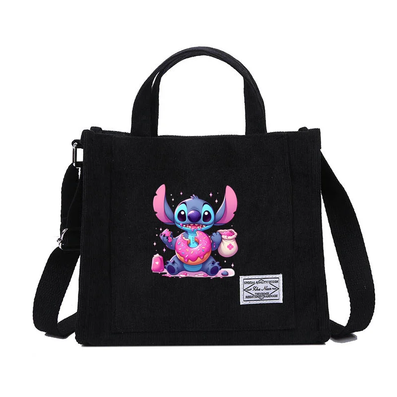 Disney Lilo Stitch Tote Bag borsa di velluto a coste per le donne Shopper borse Messenger Girls borsa a tracolla studenti borse piccole