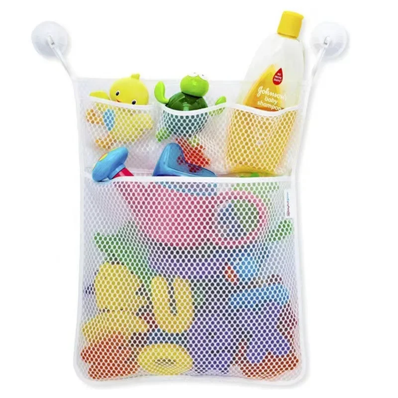 Home Bathroom Mesh Bag Baby Shower Bath Toys Storage with Strong Suction Cups Bathroom Toy Organizer Pouch for Kids Toddlers