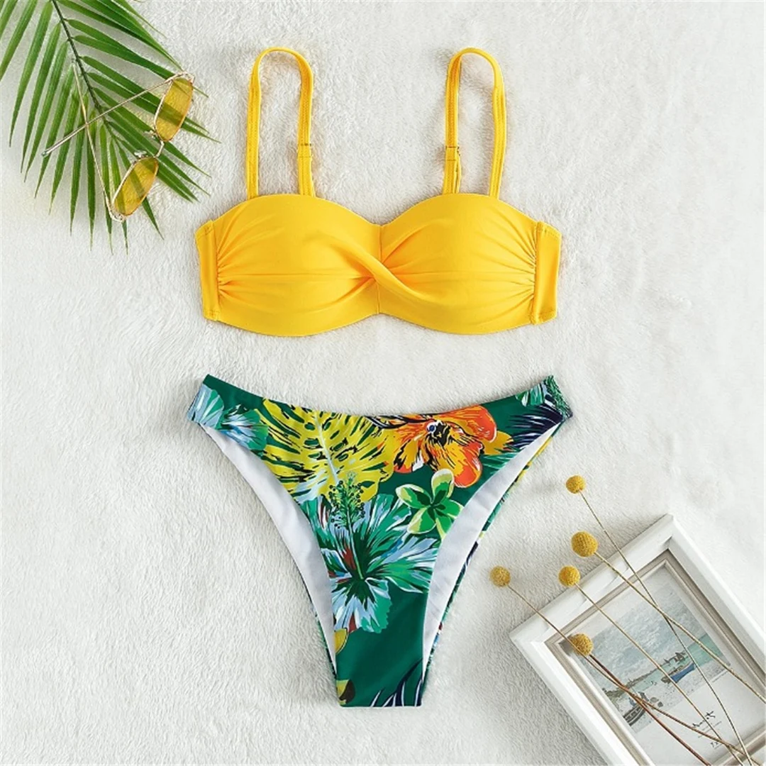 Bikini mit Blumenmuster, Push-up-Badeanzug, Damen-Badebekleidung, zweiteiliges Bikini-Set mit BH-Einlagen, Badeanzug, Badebekleidung, Modell V6296. – Detail 22