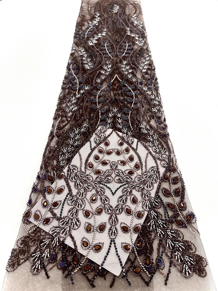 5 ياردة قماش دانتيل الزفاف الأفريقي مع الترتر مطرز التطريز تول فرنسي عالي الجودة لحفل زفاف العريس النمط النيجيري