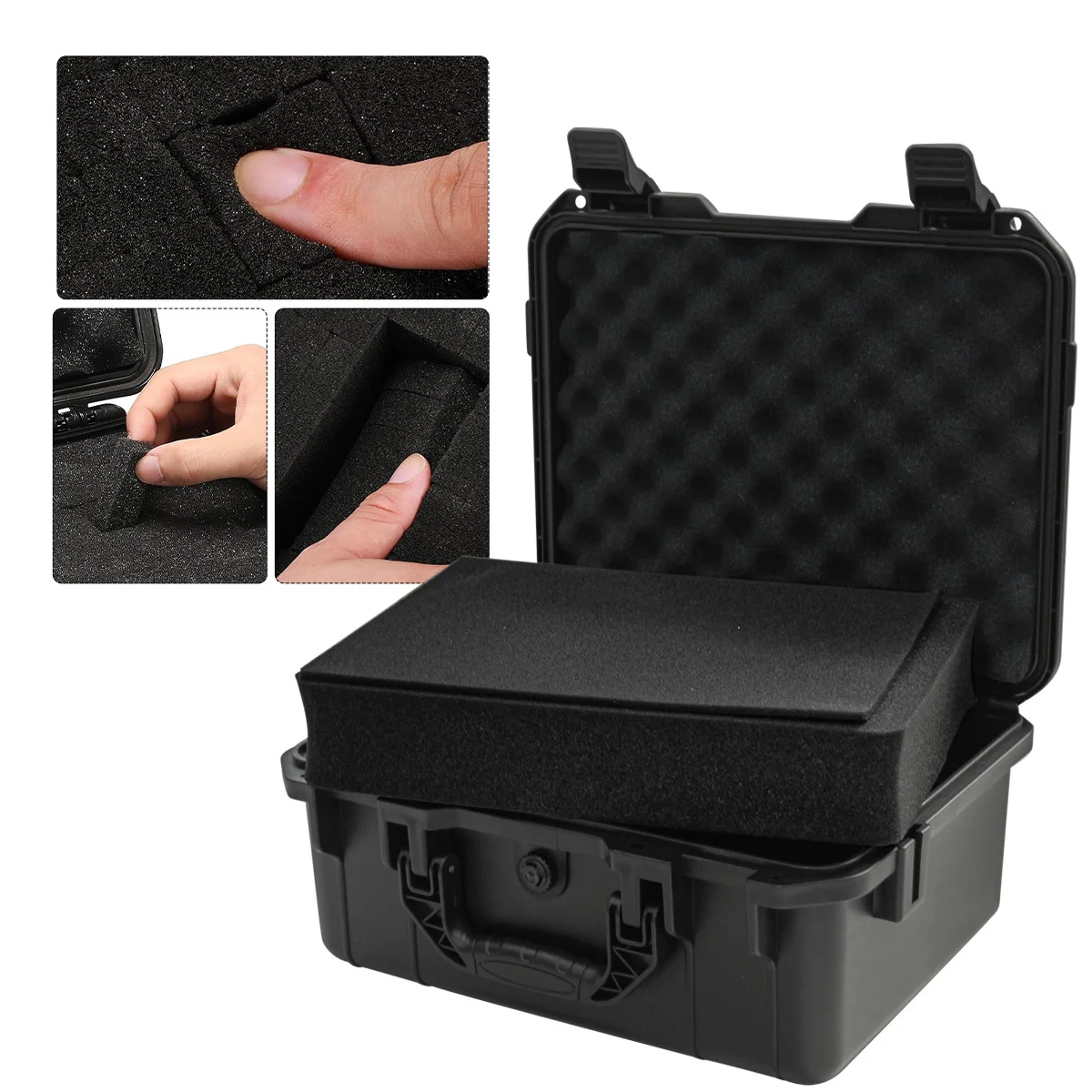 1 Waterproof Heavy-duty Protective Toolbox with Pre Cut Sponge Inserts - Durable Plastic, Shockproof Equipment Storage Box