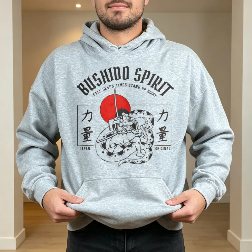 Bushido Spirit Japanese Samurai T Shirt Unisex Streetwear Graphic Print Short Sleeve Casual Daily Spring Autumn Girlfriend Gift