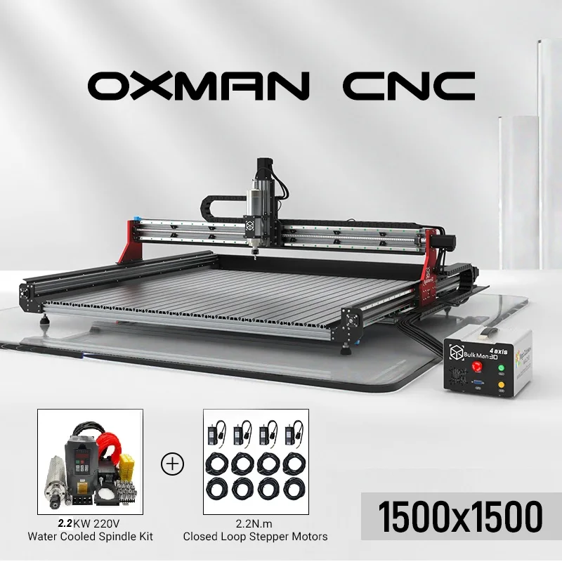 20%OFF BulkMan 3D 1500x1500 OX MAN Ultra CNC Router Machine Full Kits With Mini UC300 Mach3 4-Axis Control Box CNC Wood Router