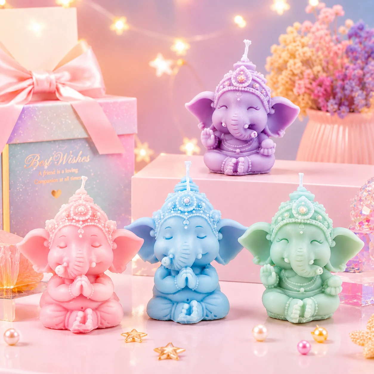 Molde de silicona 3D de Ganesha y elefante, molde DIY para resina, jabón y yeso, molde artesanal hecho a mano para regalo espiritual Kawaii