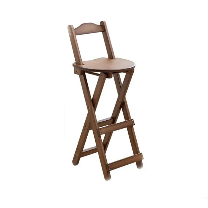 Household Solid Wood Bar Chairs Backrest Folding High Stools Modern Minimalist Bar Chairs Design Hoker Taburete Furniture