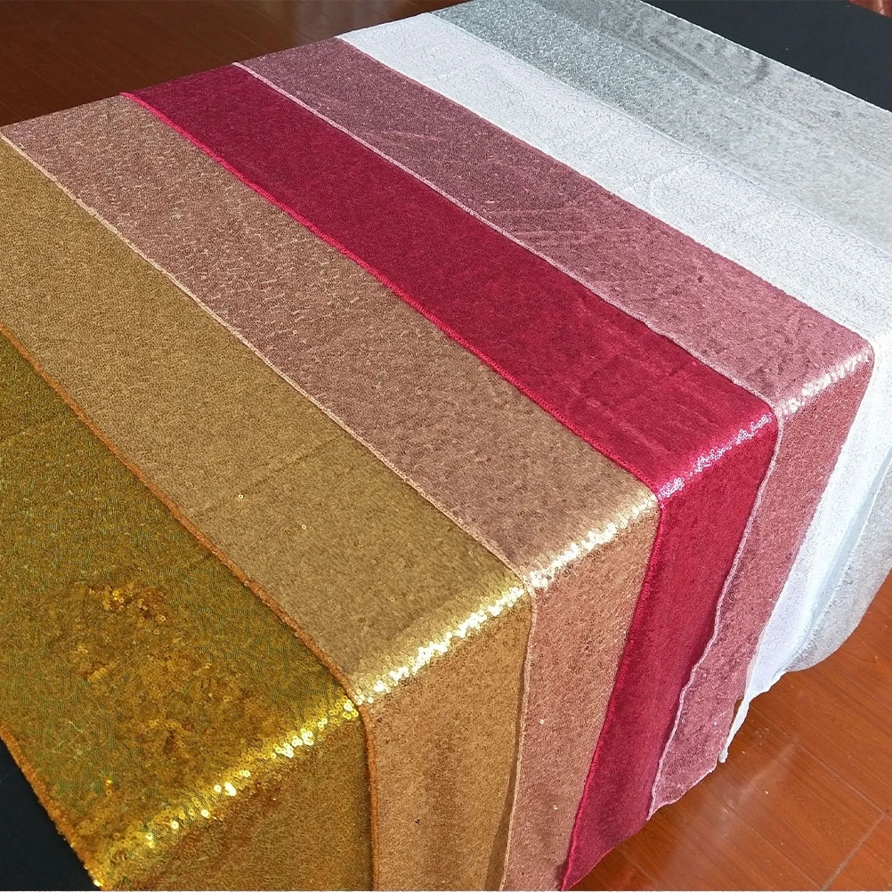 

Sequins Table Runner Chic Cloth Household Runners Tablecloth Iridescent Pretty Golden Stylish