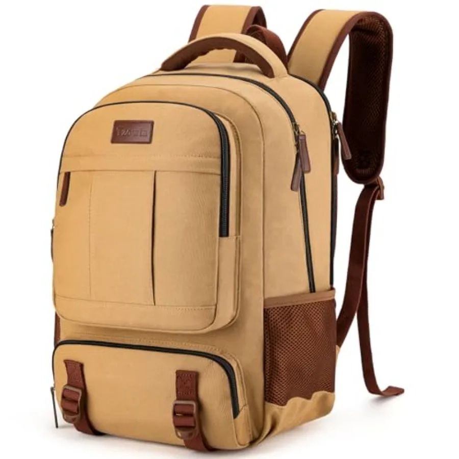 

Canvas Laptop Backpack Bag for Men Women Travel Work Rucksack Fits 17.3 Inch Laptop Large Capacity Bookbag Yellow