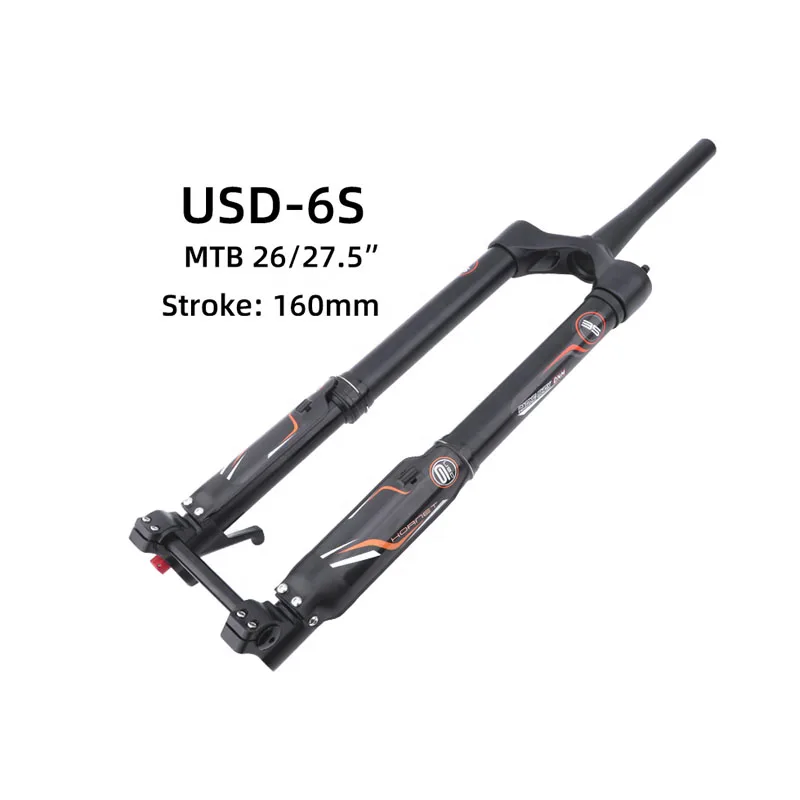 DNM USD-6S Double Shoulder Hydraulic Backflush Shock Absorber Front Fork 26 27.5 110 * 15 Barrel Axle Boost for Mountain Bike