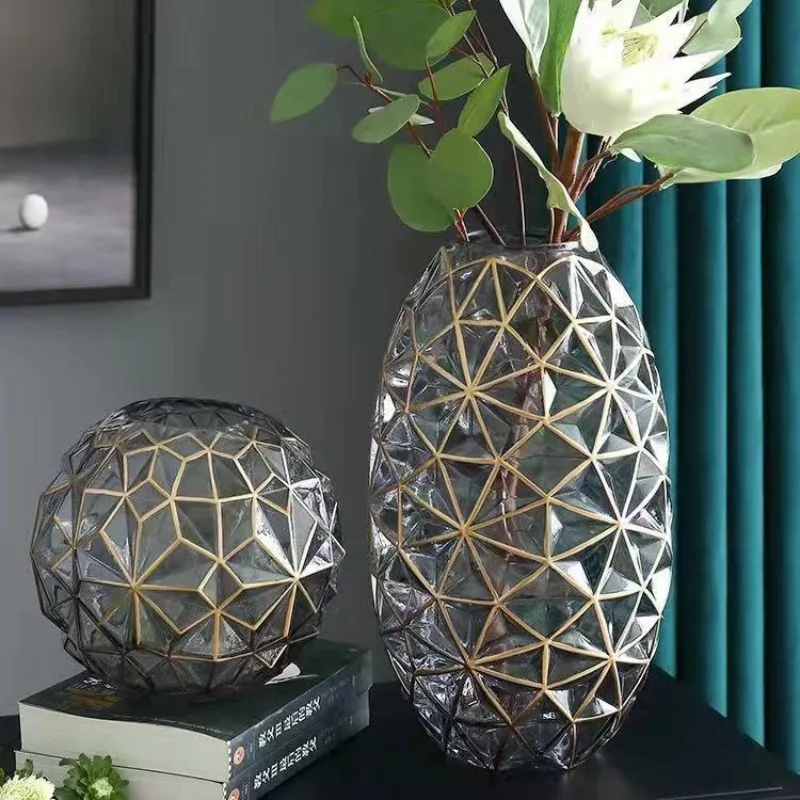 Nuevo Florero de Vidrio Nórdico de Lujo Ligero para Sala de Estar, Decoración de Hogar Estilo Escandinavo 2026, Floreros Altos